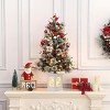 3ft Mini Xmas Tree, Pre-Lit Artificial Tree w/78 Warm White Lights, Tabletop Christmas Tree w/Timer Function, Snow Flocked Xmas Tree w/ Base - 2 of 4