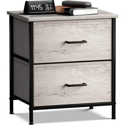 Sorbus Nightstand with 2 Drawers - Steel Frame, Wood Top & Easy Pull Fabric Bins - Great for Home, Bedroom, Office & College Dorm