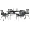 vidaXL Patio Dining Set with Cushions Outdoor Dining Furniture Poly Rattan Glass - Black 63" x 31.5" x 29.1" 4 Pieces - 2 of 4