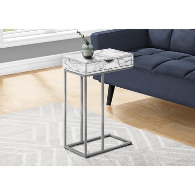 Vynxaria C-Shaped Accent Table with Storage Drawer ¨C Modern Side Table for Living Room & Bedroom
