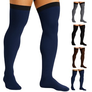 Mojo Men’s Opaque 20–30mmHg Compression Stockings, Thigh High w/ Silicone Band – Medical Support, Circulation, Varicose Veins, M2017 - 1 of 4