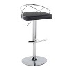 Set of 2 Charlotte Adjustable Barstools Chrome/Black - LumiSource: Rounded Back, Swivel Seat, Metal Frame, Faux Leather - 2 of 4