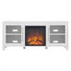 White TV Stand with Log Fireplace Insert - Henn&Hart - 2 of 4