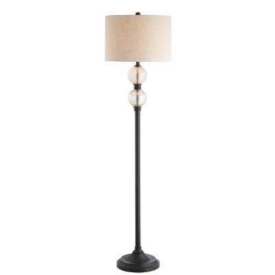 60" Glass/Metal January Floor Lamp (Includes LED Light Bulb) Black - JONATHAN Y