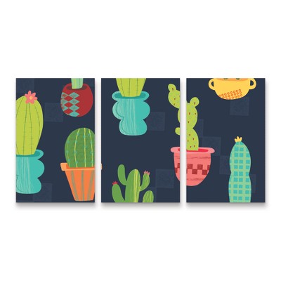 Trademark Fine Art Holli Conger Southwest Cactus Pattern 3 Piece Panel Set Art