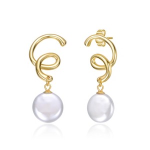 Guili Sophisticated 18k Gold Plated Spiral Freshwater Pearl Drop Earrings Ð Elegant, Timeless Jewelry with a Graceful, Chic Design - 1 of 3