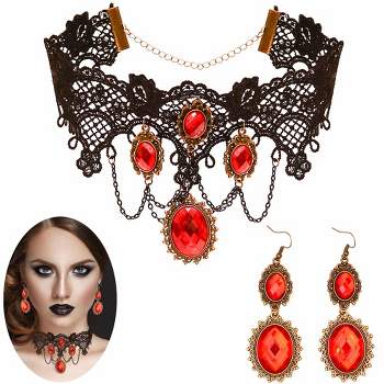Skeleteen Gothic-Inspired Costume Jewelry Accessory - Red and Black