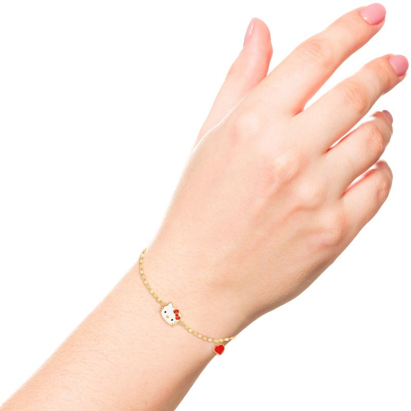Sanrio Hello Kitty Gold Flash Plated Bracelet 6.5"+1", 2 of 4