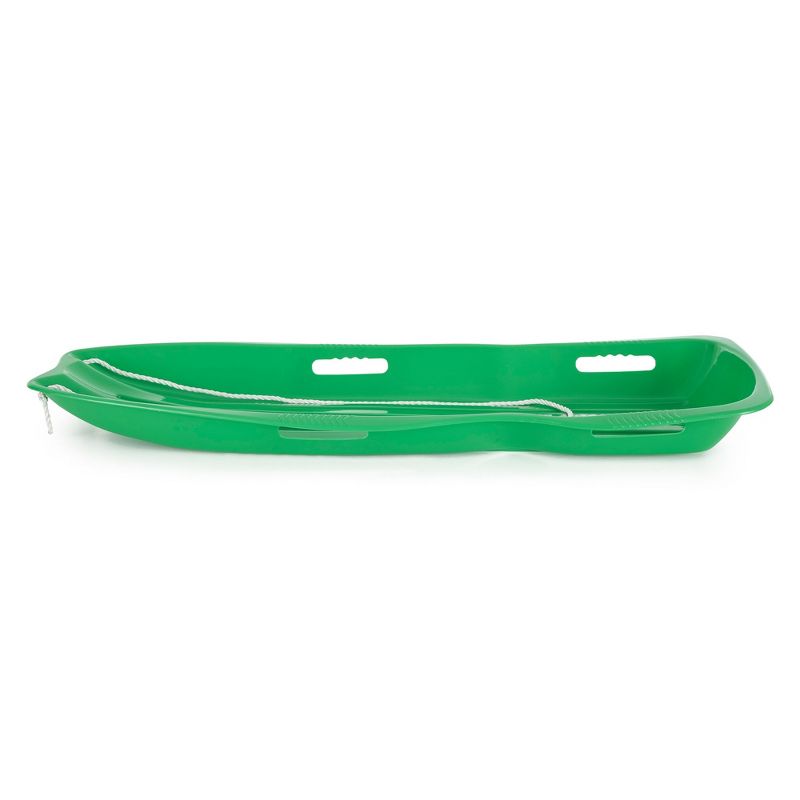 Slippery Racer Downhill Xtreme Flexible Adults and Kids Plastic Toboggan Snow Sled for up to 2 Riders with Pull Rope and Handles, Green, 3 of 7