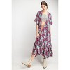 Slickblue Women's Maxi Open Cardigan, Ruffle Bottom, Hot Pink, Paisley Floral Print, 100% Rayon, Size S-L - 3 of 4