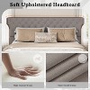 Queen/King Size Upholstered Platform Bed Frame with Curved Back Headboard, Button Tufted Design & Piping, Modern Classic - ModernLuxe - 4 of 4