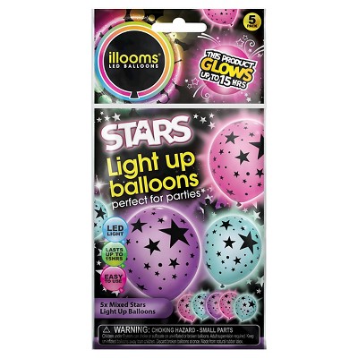 5ct illooms LED Light Up Mixed Solid Stars Balloon