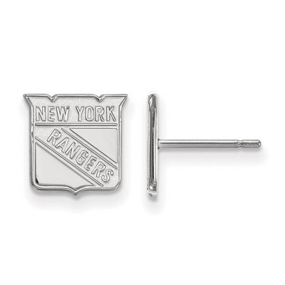 Black Bow Jewelry 14k White Gold New York Rangers NHL Stud Earrings