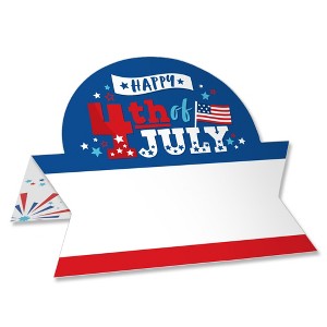 Big Dot of Happiness Firecracker 4th of July - Red, White and Royal Blue Party Tent Buffet Card - Table Setting Name Place Cards - Set of 24 - 1 of 4