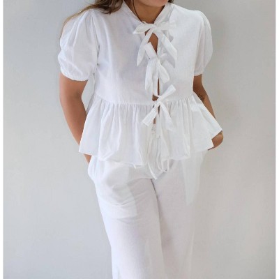 Women's Mindy Bow Tie-Front Top - Blue Buttercup
