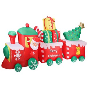 Itopfox 10 ft Inflatable Christmas Train with Santa Claus and Tree Built in LED Lights 1 Piece Outdoor Holiday Yard Decoration - 1 of 4