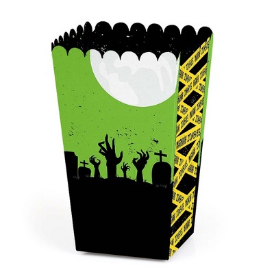 Big Dot of Happiness Zombie Zone - Halloween or Birthday Zombie Crawl Party Favor Popcorn Treat Boxes - Set of 12