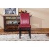 Okak Urban Style Dining Chairs Parson Chairs Set of 2, Faux Leather Upholstery with UV-Resistant, Solid Wood Espresso Legs & Slim Back - 3 of 4