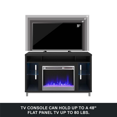 Modern Black Oak Fireplace TV Stand with Colorful Lighting Options