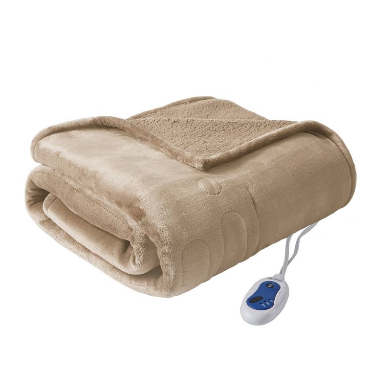 60"x70" Microlight to Berber Electric Heated Throw Blanket, 1 of 12