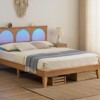Rattan Bed Frame with Natural Rattan Headboard, Queen Bed Frame with LED Lights, Platform Bed Frame with Headboard, No Box Spring Needed - 3 of 4