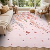 Washable Floral Living Room Rugs, Modern Farmhouse Butterflies Print Botanical Carpet for Bedroom, Soft Non Slip Floor Cover for Girls Nursery Room - 2 of 4