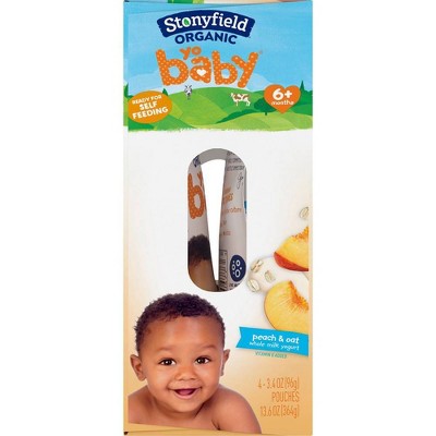 Stonyfield Organic YoBaby Peach &#38; Oat Whole Milk Yogurt - 4ct/3.4oz Pouches_3