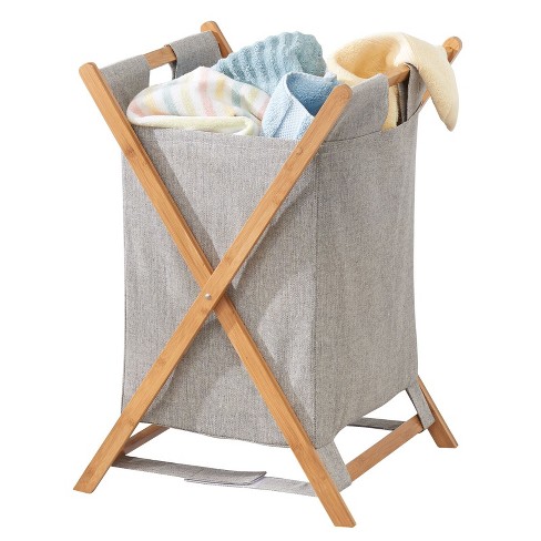 Mdesign Bamboo Laundry Hamper, Portable/collapsible Fabric Bag : Target