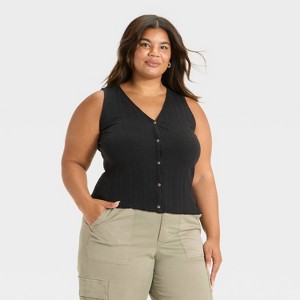 Women's Button-Front Knit Tank Top - Universal Thread™ - 1 of 3