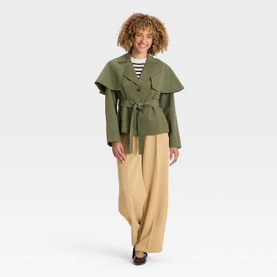 Women's Short Cape Trench - A New Day' Olive - image 3