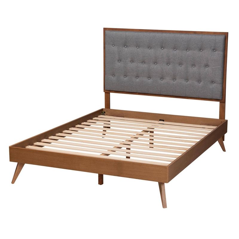Baxton Studio King Dericia Fabric and Wood Platform Bed Gray/Walnut Brown, 4 of 9