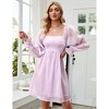 BLUEMING Womens Babydoll Dress Square Neck Midi Dress with Gather Cuff Mesh Sleeve High Waist Dress - 4 of 4
