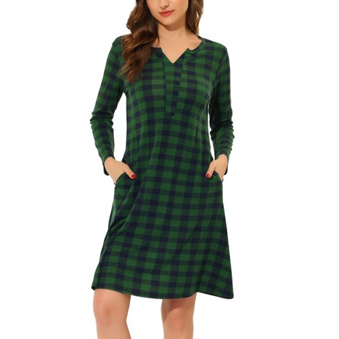 Cheibear Women's Notched Collar Button Down Pajama Shirt Dress Nightgowns :  Target