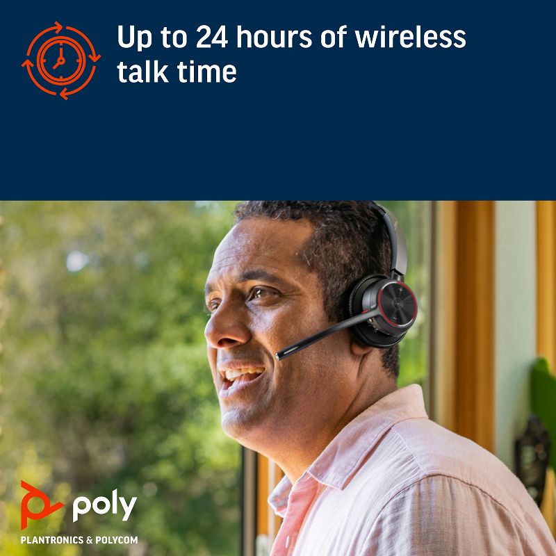 Poly Voyager 4310 UC Wireless Headset - Single-Ear Headset with Boom Mic - Connect to PC / Mac via USB-C Bluetooth Adapter, Cell Phone via Bluetooth, 5 of 7