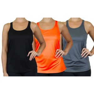 Galaxy By Harvic Women's Moisture Wicking Racerback Tank-3 Pack - 1 of 4