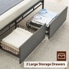 Bed Frame with Storage Headboard Led Lights Charging Station, Upholstered Queen Platform Bed Frames with 2 Drawers, No Box Spring Needed - 4 of 4
