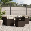vidaXL Patio Sofa Set with Cushions Outdoor Furniture 7 Piece Poly Rattan - Brown and Cream without Storage - 2 of 4