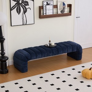 Aortzio 69.7"W Chenille Waterfall Bench End of Bed,Entryway Ottoman with Storage,Large Size Footstool for Bedroom,Living Room - 1 of 4