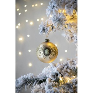 Yukimo 3.9" Christmas Ball Ornaments Set of 6, Glass Decorative Hanging Balls with Glitter Painting, Designer Holiday Tree Decor - 1 of 4