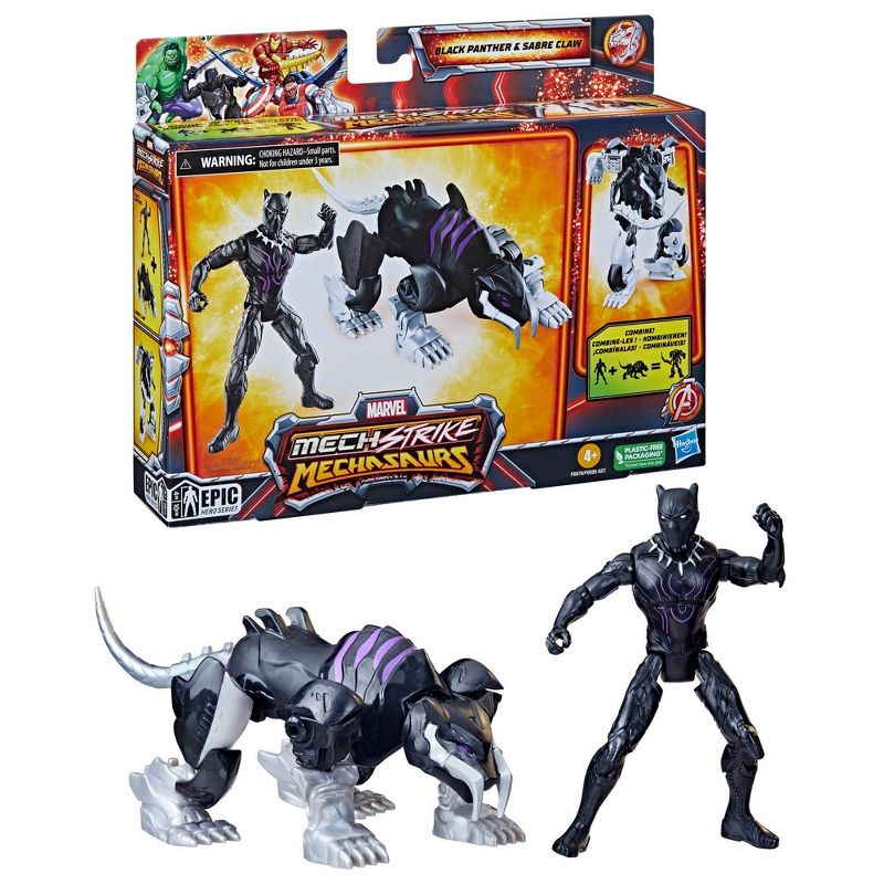 Marvel Mech Strike Mechasaurs Black Panther and Sabre Claw Action Figure Set - 2pk, 4 of 8
