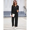 Women Two Piece Casual Outfits Y2K Loungewear Pleated Wide Leg Pants Long Sleeve Button Down Shirt Streetwear Set - image 2 of 4