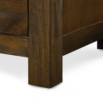 Rustic Brown 3-Drawer Wooden Nightstand with Beveled Handles