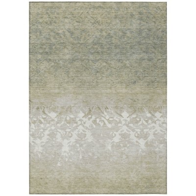 HomeRoots 5' X 8' Beige And Taupe Damask Washable Indoor Outdoor Area Rug