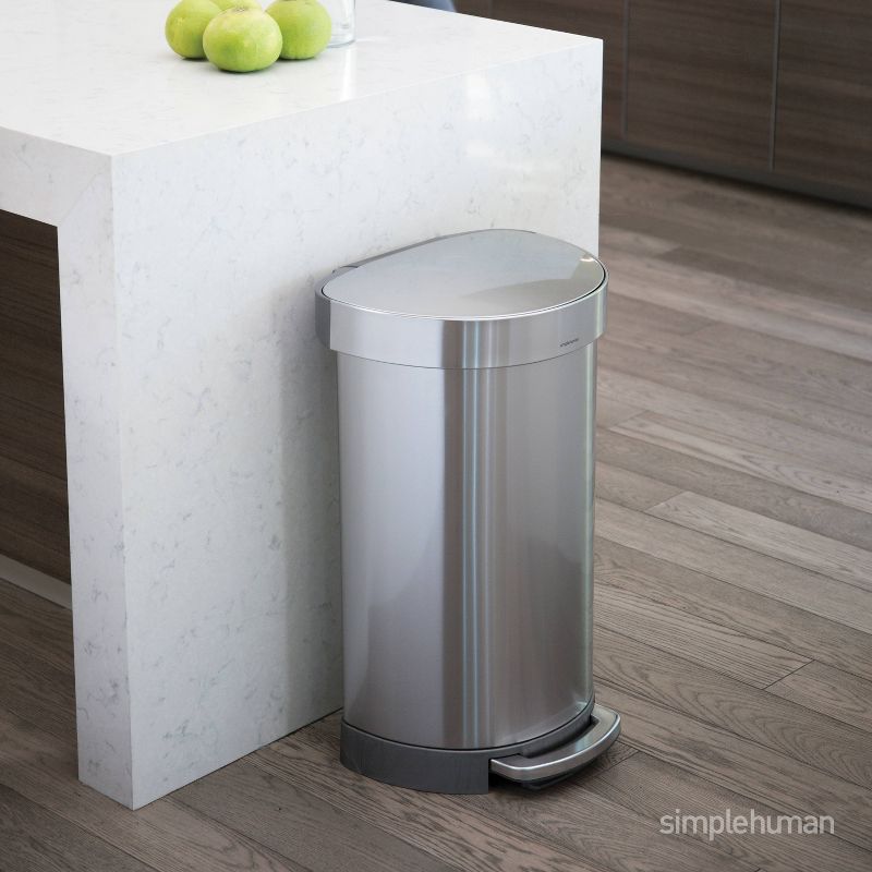 simplehuman 60L Semi-Round Liner Rim Step Kitchen Trash Can Stainless Steel, 3 of 8