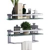 Munora 15.7" Glass Bathroom Shelf - Wall Mounted Floating Shelves with Towel Holder, 2-Tier Shower Shelf - 2 of 4