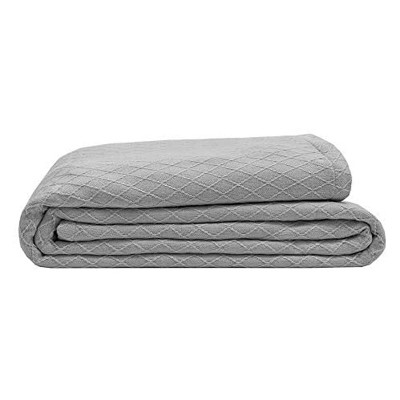 Elite Home 108 x 90 Inch Soft Lightweight All Season Diamond Weave Bamboo Cotton Origin Blanket for Couch, Sofa, or Bed, King Size, Pewter