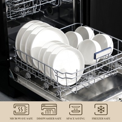 White Glossy Porcelain 12-Piece Dinnerware Set for 4