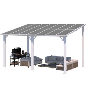 CLIHOME 14 ft. x 8 ft. Aluminum Sloped Roof Hardtop Pergola with UV-Blocking Polycarbonate Patio Cover for Outdoor Living - 1 of 4