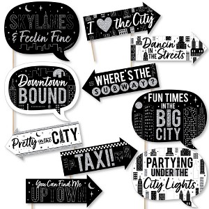 Big Dot of Happiness Funny Nighttime City Skyline - New York Party Photo Booth Props Kit - 10 Piece - 1 of 4