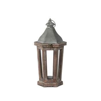 Park Hill Collection Wood & Galvanized Metal Lantern Small